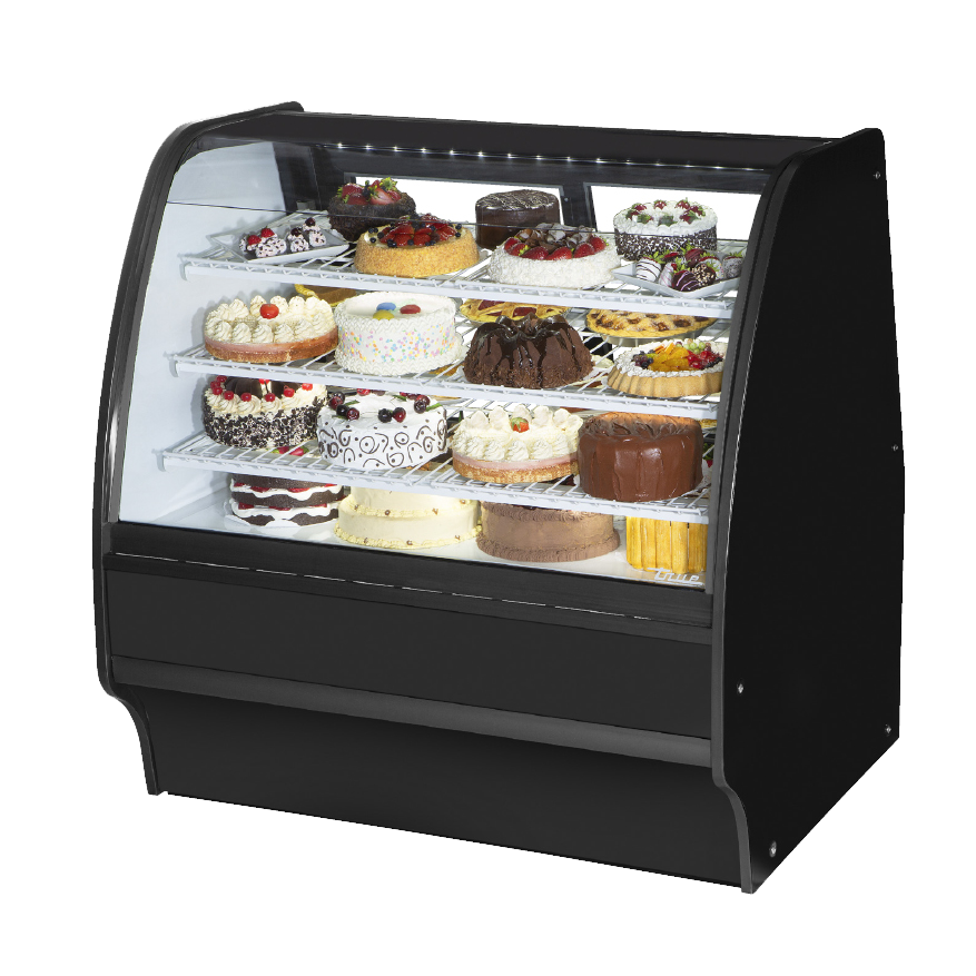 superior-equipment-supply - True Food Service Equipment - True Black Powder Coated 48"W Refrigerated Glass Merchandiser With PVC Coated Wire Shelving