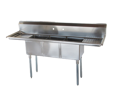 superior-equipment-supply - Turbo Air - Turbo Air 60" Wide Stainless Steel Three Compartment Sink