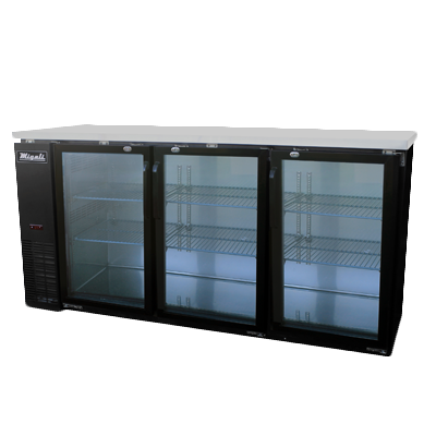 superior-equipment-supply - Migali - Migali 72.8"W Black Steel Three-Section Three Glass Door Back Bar Cabinet -