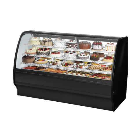 superior-equipment-supply - True Food Service Equipment - True Black Powder Coated 77"W Refrigerated Glass Merchandiser With PVC Coated Wire Shelving
