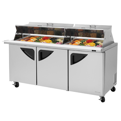 superior-equipment-supply - Turbo Air - Turbo Air 72.6" Wide Stainless Steel Three-Section Sandwich/Salad Mega Top Unit