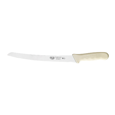 Bread Knife Stamped Curved 9-1/2" No-Stain German Steel Blade with White Polypropylene Handle 14-3/4" O.A.L.