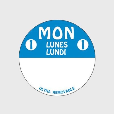 Ultra Removable Label Day Of The Week Mon 1 Lunes Lundi - 500/Roll
