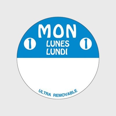 Ultra Removable Label Day Of The Week Mon 1 Lunes Lundi - 500/Roll