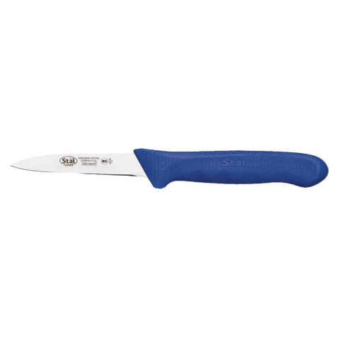Paring Knife Stamped 3-1/4" No-Stain German Steel Blade with Blue Polypropylene Handle - 2 Knives/Pack
