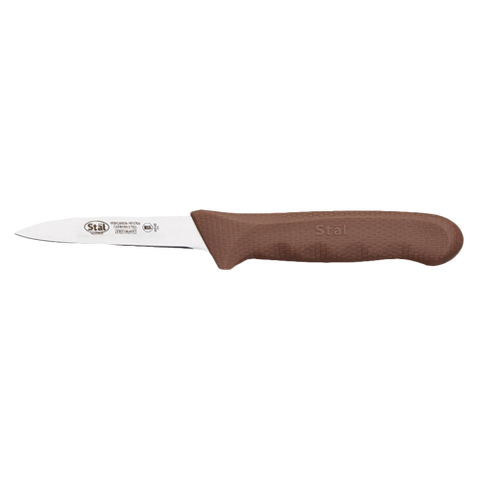 Paring Knife Stamped 3-1/4" No-Stain German Steel Blade with Brown Polypropylene Handle - 2 Knives/Pack