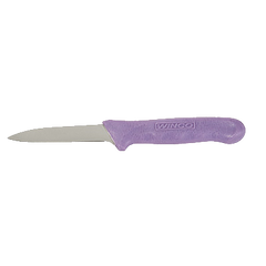 Paring Knife Stamped Allergen Free 3-1/4" No-Stain German Steel Blade with Purple Polypropylene Handle - 2 Knives/Pack