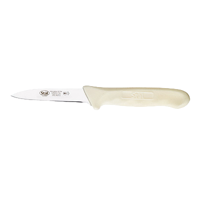 Paring Knife Stamped 3-1/4" No-Stain German Steel Blade with White Polypropylene Handle - 2 Knives/Pack