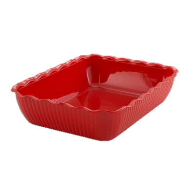 Deli Crock Rectangular Fluted BPA Free 13" x 10" x 3" Red