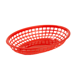 Fast Food Basket Oval Green BPA Free Poly Plastic 9-1/2" x 5" x 2"H - One Dozen