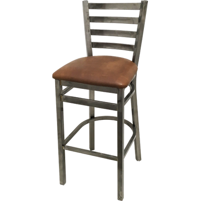 Oak Street Ladder Back Bar Stool 43"H x 16"W x 16.38"D Steel Clear Coat Frame Finish With Footrest