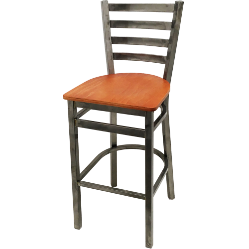 Oak Street Ladder Back Bar Stool 43"H x 16"W x 16.38"D Steel Clear Coat Frame Finish With Footrest