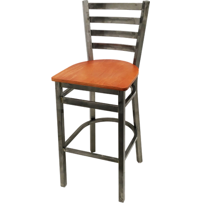 Oak Street Ladder Back Bar Stool 43"H x 16"W x 16.38"D Steel Clear Coat Frame Finish With Footrest