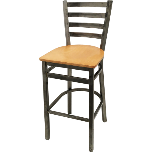 Oak Street Ladder Back Bar Stool 43"H x 16"W x 16.38"D Steel Clear Coat Frame Finish With Footrest