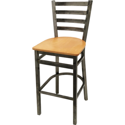 Oak Street Ladder Back Bar Stool 43"H x 16"W x 16.38"D Steel Clear Coat Frame Finish With Footrest