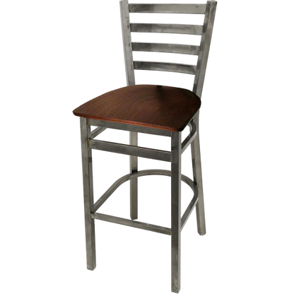 Oak Street Ladder Back Bar Stool 43"H x 16"W x 16.38"D Steel Clear Coat Frame Finish With Footrest