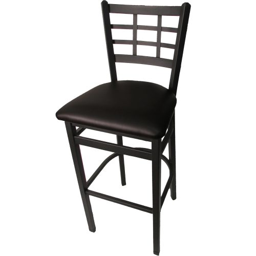 Oak Street Window Pane Back Bar Stool 43"H x 16"W x 16.38"D Steel Frame With Non-Marring Poly Glides