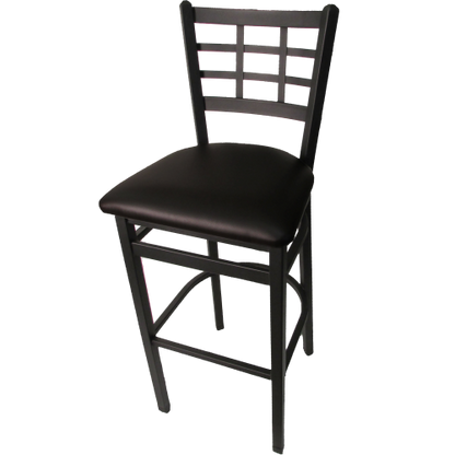Oak Street Window Pane Back Bar Stool 43"H x 16"W x 16.38"D Steel Frame With Non-Marring Poly Glides