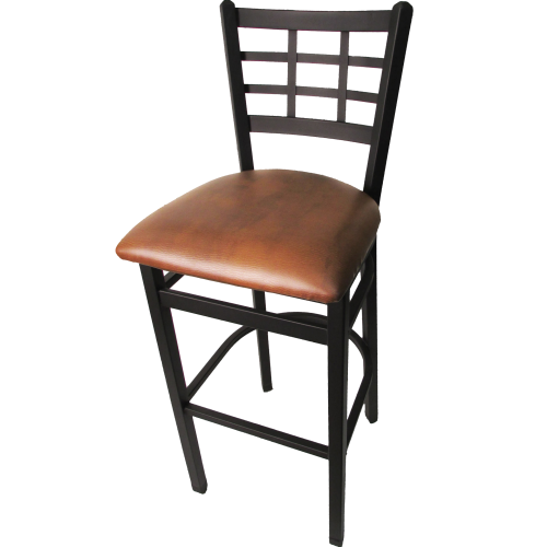 Oak Street Window Pane Back Bar Stool 43"H x 16"W x 16.38"D Steel Frame With Non-Marring Poly Glides