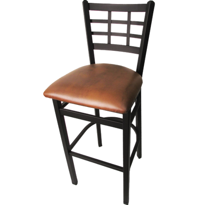 Oak Street Window Pane Back Bar Stool 43"H x 16"W x 16.38"D Steel Frame With Non-Marring Poly Glides