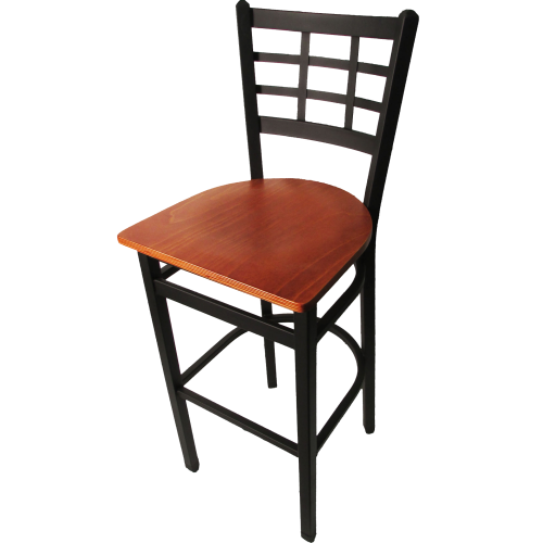 Oak Street Window Pane Back Bar Stool 43"H x 16"W x 16.38"D Steel Frame With Non-Marring Poly Glides