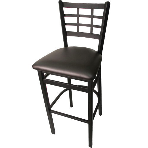 Oak Street Window Pane Back Bar Stool 43"H x 16"W x 16.38"D Steel Frame With Non-Marring Poly Glides