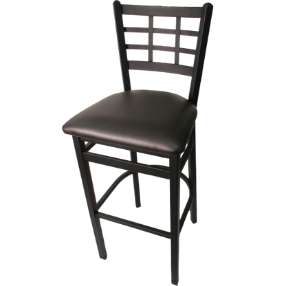 Oak Street Window Pane Back Bar Stool 43"H x 16"W x 16.38"D Steel Frame With Non-Marring Poly Glides
