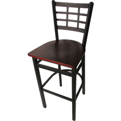 Oak Street Window Pane Back Bar Stool 43"H x 16"W x 16.38"D Steel Frame With Non-Marring Poly Glides