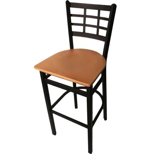 Oak Street Window Pane Back Bar Stool 43"H x 16"W x 16.38"D Steel Frame With Non-Marring Poly Glides