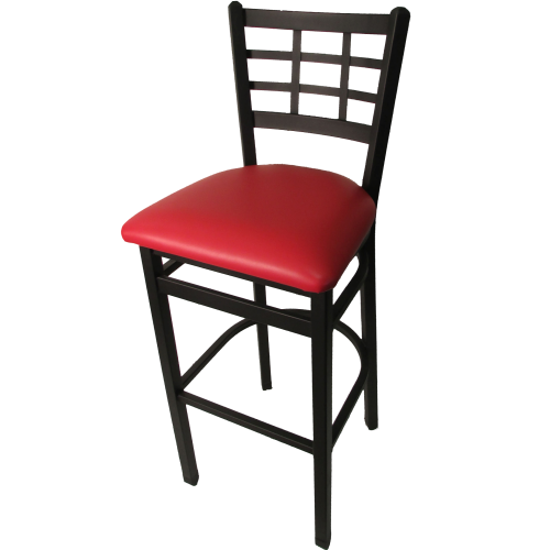 Oak Street Window Pane Back Bar Stool 43"H x 16"W x 16.38"D Steel Frame With Non-Marring Poly Glides