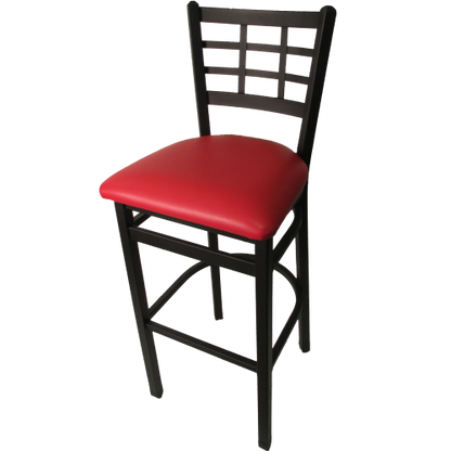 Oak Street Window Pane Back Bar Stool 43"H x 16"W x 16.38"D Steel Frame With Non-Marring Poly Glides