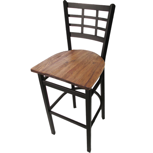 Oak Street Window Pane Back Bar Stool 43"H x 16"W x 16.38"D Steel Frame With Non-Marring Poly Glides