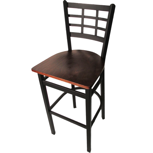 Oak Street Window Pane Back Bar Stool 43"H x 16"W x 16.38"D Steel Frame With Non-Marring Poly Glides