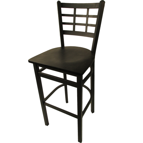 Oak Street Window Pane Back Bar Stool 43"H x 16"W x 16.38"D Steel Frame With Non-Marring Poly Glides