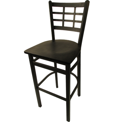 Oak Street Window Pane Back Bar Stool 43"H x 16"W x 16.38"D Steel Frame With Non-Marring Poly Glides