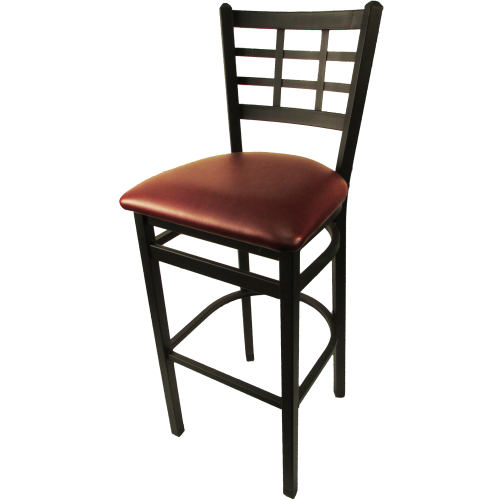 Oak Street Window Pane Back Bar Stool 43"H x 16"W x 16.38"D Steel Frame With Non-Marring Poly Glides
