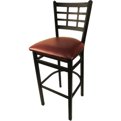 Oak Street Window Pane Back Bar Stool 43"H x 16"W x 16.38"D Steel Frame With Non-Marring Poly Glides