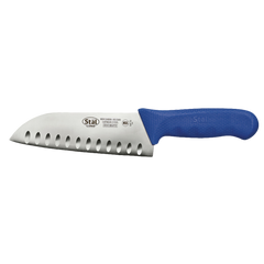 Santoku Knife Stamped Granton Edge 7" No-Stain German Steel Blade with Yellow Polypropylene Handle 11-3/4" O.A.L.