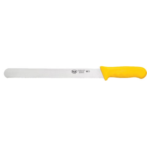 Slicer Knife Stamped Wavy Edge 12" No-Stain German Steel Blade with Yellow Polypropylene Handle