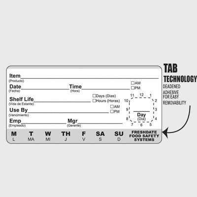 Ultra Removable Label Prep Pan Lift-Tab Day of the Week Multi-Purpose - 500/Roll