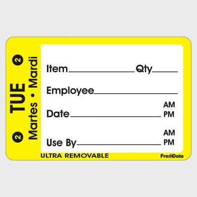 Ultra Removable Label Day Of The Week Tues 2 Martes / Mardi - 500/Roll