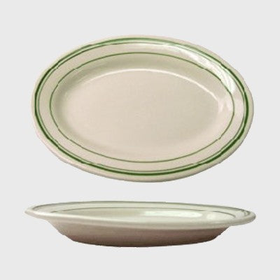 International Tableware Rolled Edge Platter Green Band 11.5"