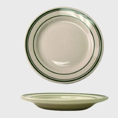 International Tableware Rolled Edge Plate Green Band 10.25"