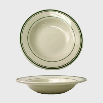 International Tableware Rim Soup Bowl Green Band 10 oz.