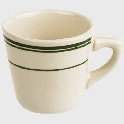 World Tableware Tall Cup Green Band Stoneware 7 oz. - 36/Case