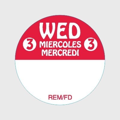 Regular Removable Label Wednesday Miercoles Mercredi - 2,000/Roll
