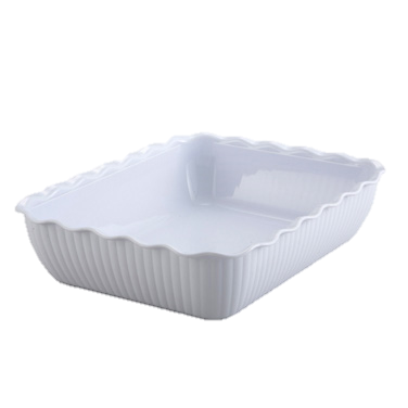 Deli Crock Rectangular Fluted BPA Free 13" x 10" x 3" White