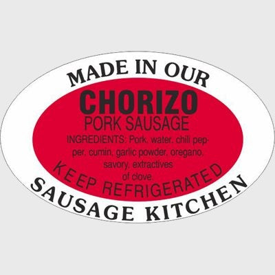 Pork Label Chorizo Pork Sausage / Made in Our Kitchen - 500/Roll