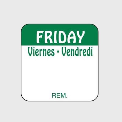 Regular Removable Label Friday Viernes Vendredi - 1,000/Roll