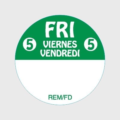 Regular Removable Label Friday Viernes Vendredi - 2,000/Roll